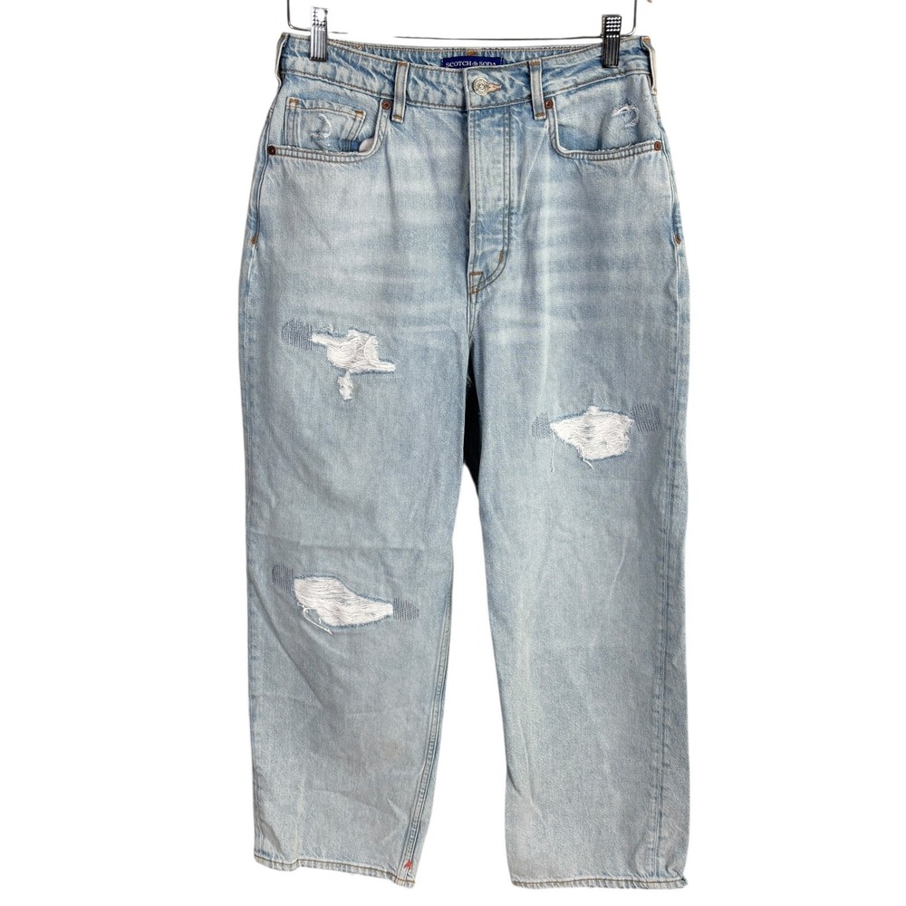 Scotch & Soda The Ripple High Rise Straight Distressed Jean Button Fly Womens 29
